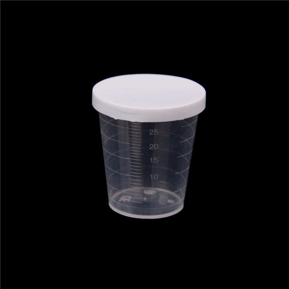 10Pcs/set 30ml Plastic Graduated Laboratory Bottle Lab Test Measuring Container Cups with Cap Plastic Liquid Measuring Cups