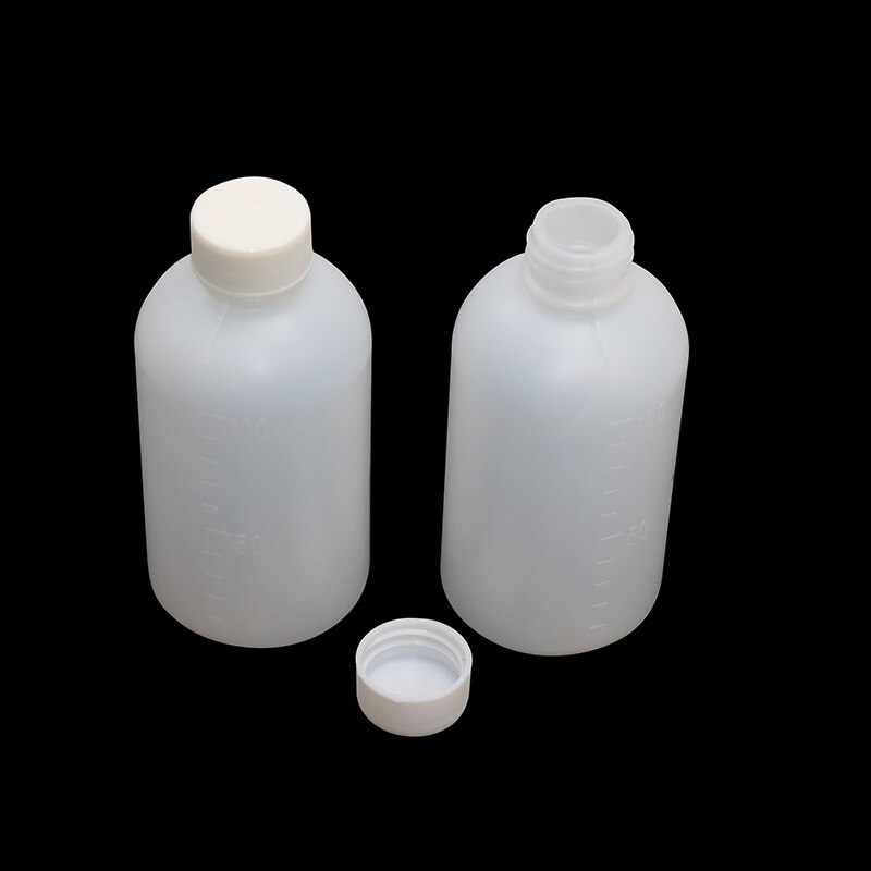 Botella de plástico de laboratorio, botella de reactivo de almacenamiento de químicos de plástico transparente, calibración de 100ml, 1 ud.