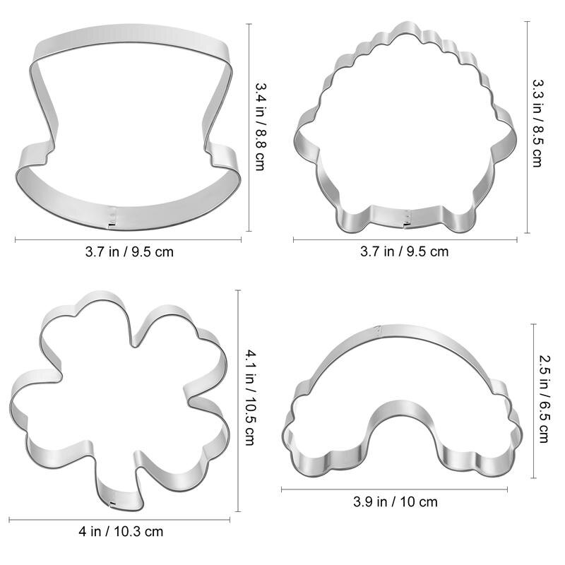 4 Stuks St. Patrick Dag Klavertje Vier Cookie Cutters Set Non-stick Rvs Diverse Vorm diy Cookie Mallen