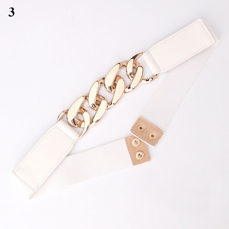 Belts For Women Skinny Metal Gold Buckle Waist Belt PU Leather Thin Belt Elastic Waistband Female Dress Accessories: 3
