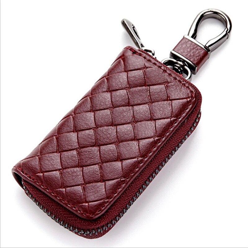 1 PC Coin Pocket Keychain Pouch Purse PU Leather Housekeeper Key Wallet Man Ring Case Holder Smart Organizer Bag