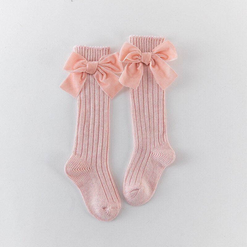 Kniestrümpfe für babys und kleinkinder, baumwollsocken mit großer schleife, weiche, lange socken für babys und kleinkinder, niedliche kniestrümpfe: 3 / L (4-7t)
