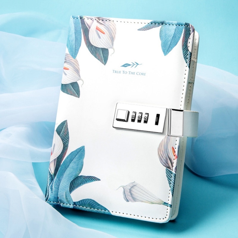 Notepad Sub-Notebook Diary with Lock Hand Book Password Lock Notebook Travel Planner Journal Student Girl Code Lock Note Books O