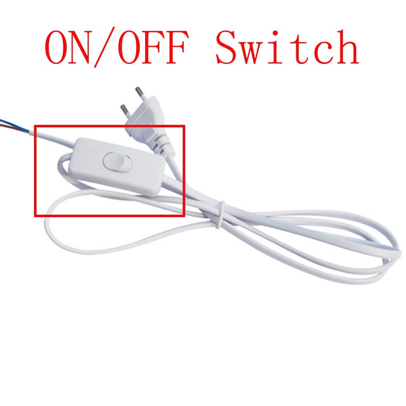 Dimmer Eu Plug Kabel Licht Modulator Lamp Lijn Dimmer Controller Voor Tafellamp Elektriciteit Draad AC110V 220V 1.8M: White On OFF EU
