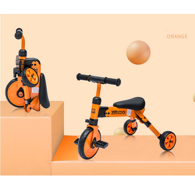 Kiwicool Peuters Gratis-Installatie Driewieler Draagbare Scooter Opvouwbare Fiets Muti-Functie Bike Voor 90-110Cm Baby kids: Oranje