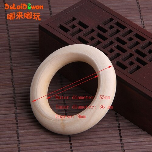 5Pcs 70Mm Baby Houten Tandjes Ringen Ketting Armband Diy Ambachten Natuurlijke 95AE: 55mm