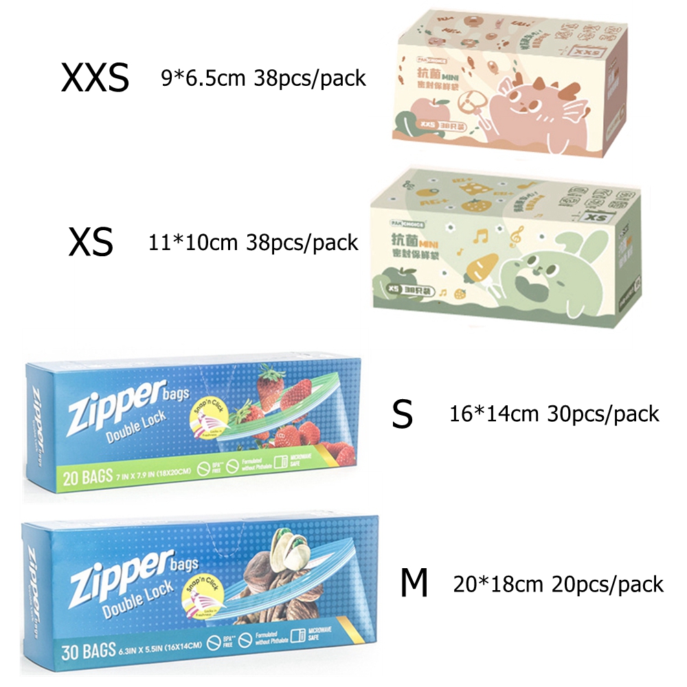 Sacs de conservation transparents pour collations et sandwich, 2 paquets, avec fermeture éclair, Mini sac de conservation des aliments moyens, congélateur, Camping, cuisine, sac de conservation des aliments frais