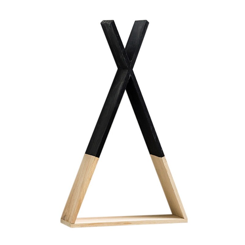 Bedroom Hanging Wall Shelves Wood Wall-Mounted Shelves Decorative Storage Display Shelf: Black