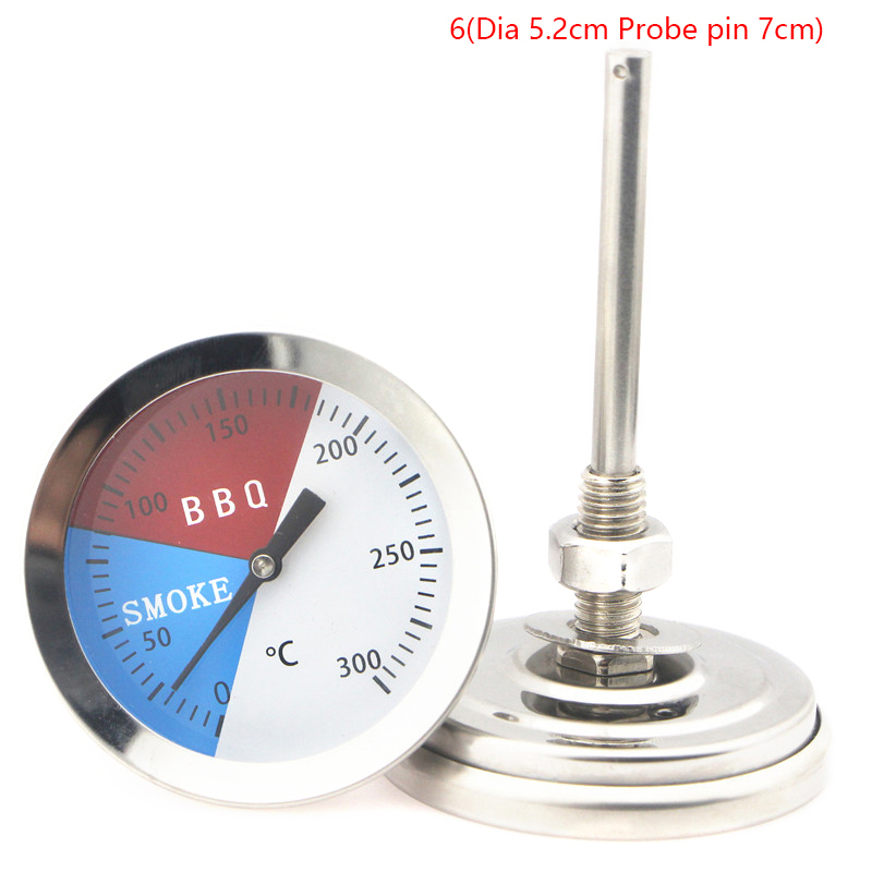 Thermomètre en acier inoxydable pour barbecue, jauge de température 50-800 degrés Fahrenheit 10-400/50-350/50-500 degrés Celsius: Grey