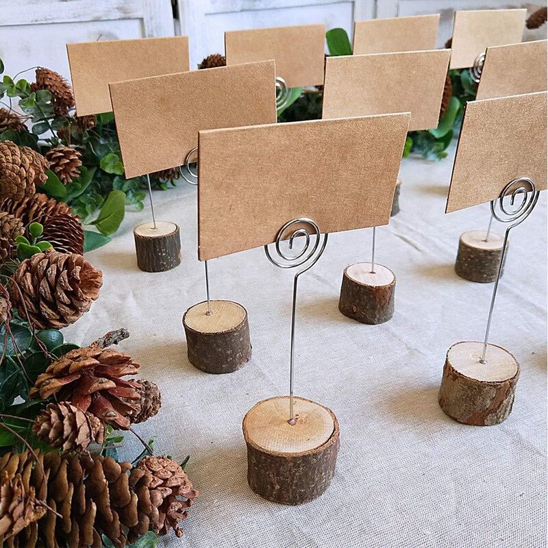 10Pcs Wedding Wooden Stump Name Place Card Stand R... – Grandado