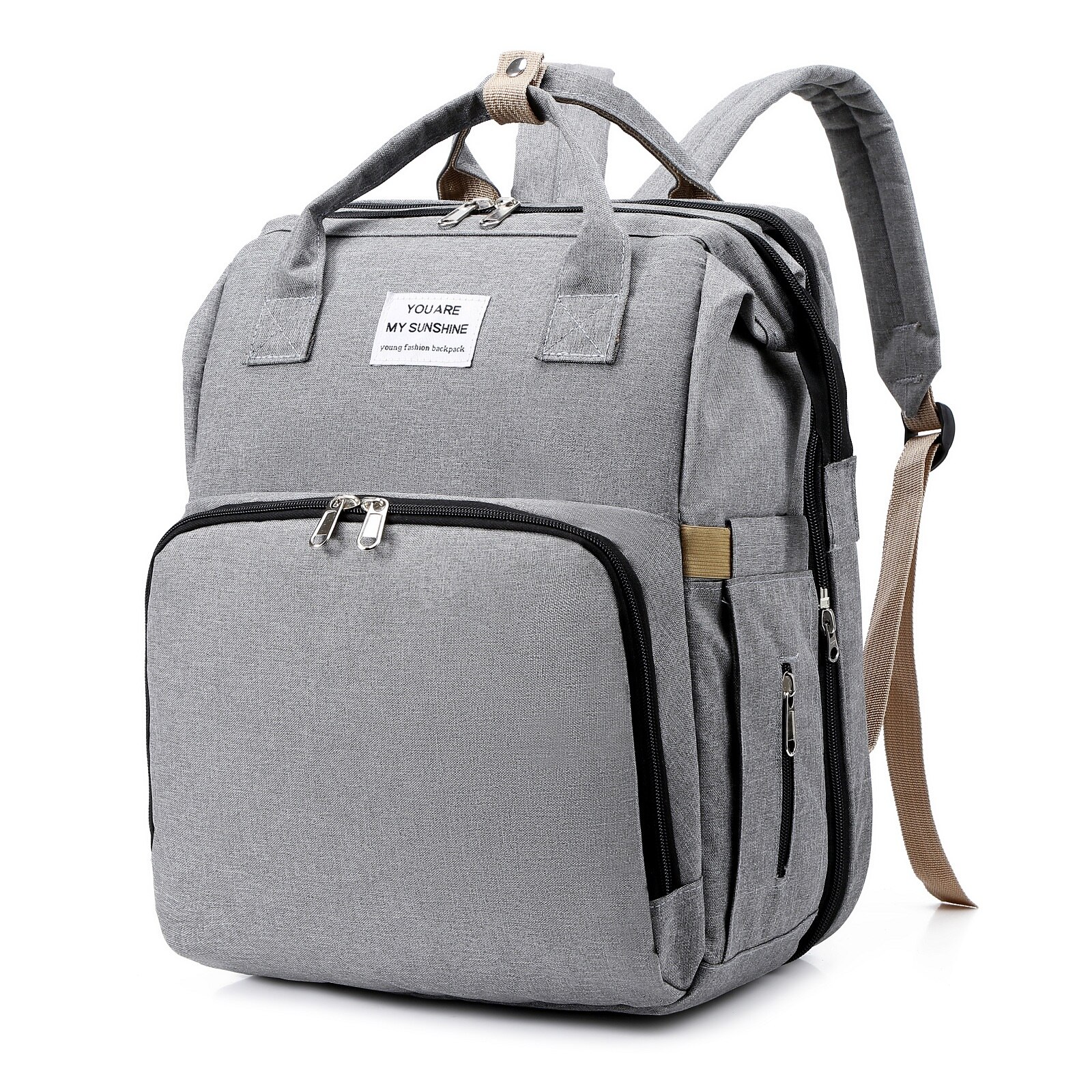 Portable Folding Baby Backpack Bed Multifunctional Bed Mid-Bed Mother And Baby Bag Portable Large Capacity Bag: Gray