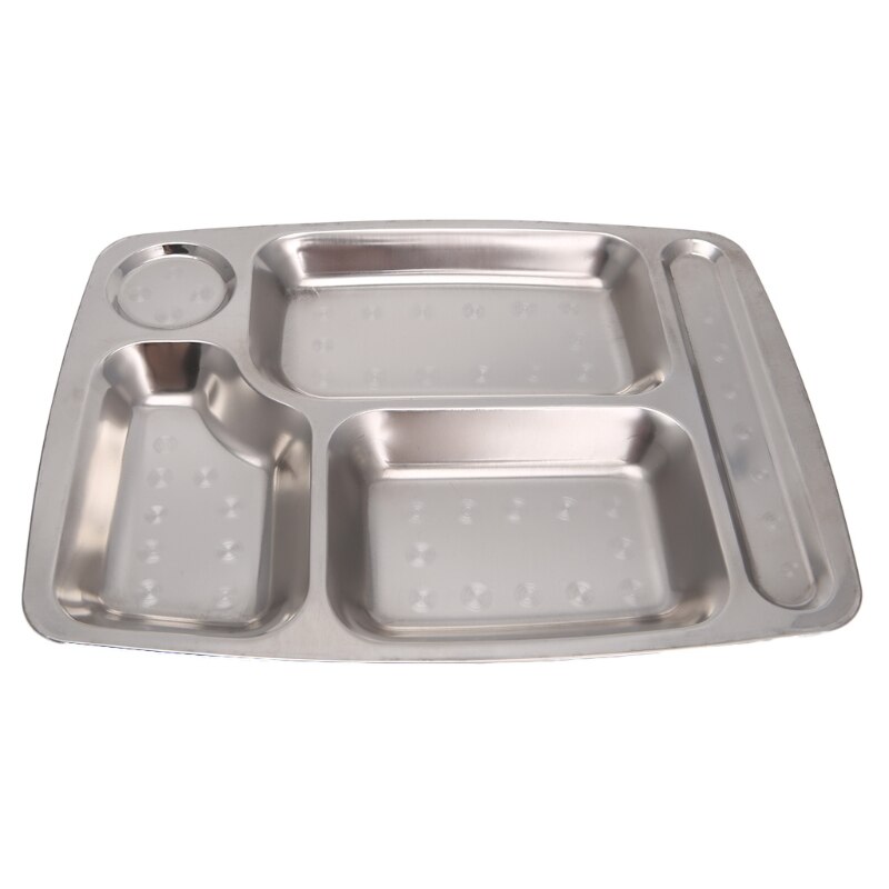 Rustfrit stål børn fade middagsplader opdelt middagsbakke frokost container mad tallerken til skolekantine 3/4/5 sektion: 2