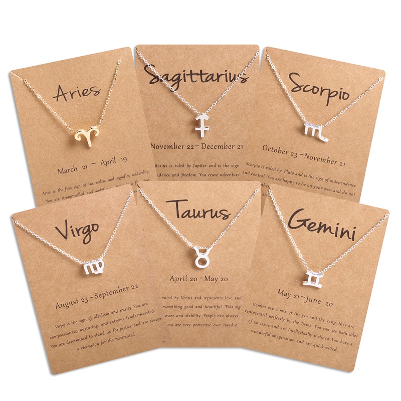 Collier pendentif signe du zodiaque pour hommes et femmes, horoscope, bélier, lion, 12 constellations, bijoux pour enfants, de Noël, directe