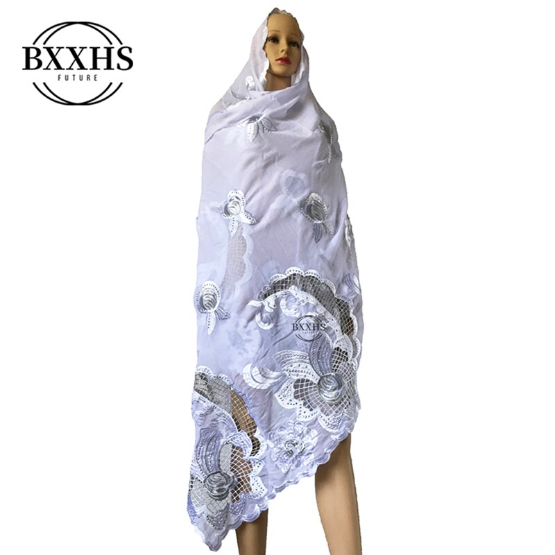 Écharpe africaine pour femmes, grande écharpe brodée 100% coton, avec pierres pour châle, hijab africain,