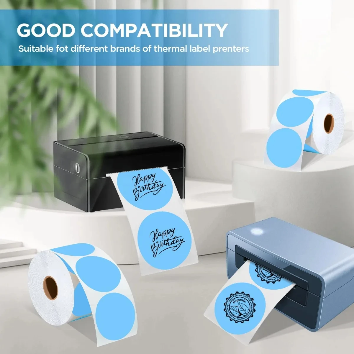 Thermische Stickers-600 Labels/1 Rol 2 Inch Cirkel Thermische Sticker Etiketten Zelfklevend Rond Directe Thermische Multifunctionele Rol