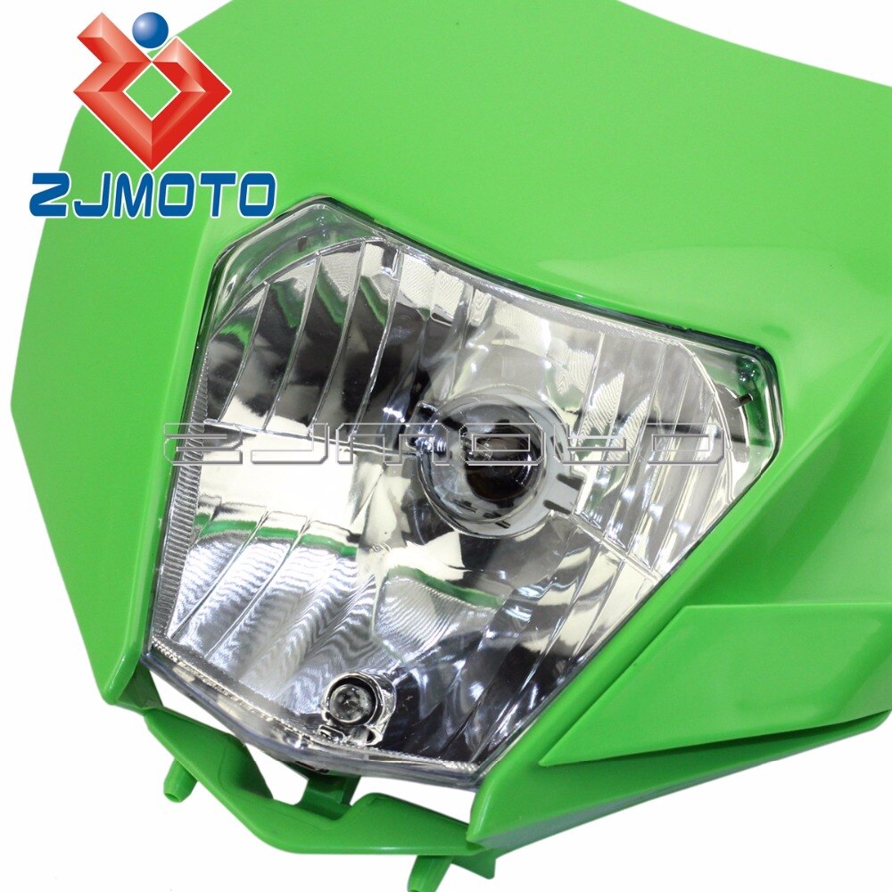 Groene Motocross Supermoto Koplamp Kuip Voor Kawasaki Klx 110 125 150 Kx 450 Kdx Kle Klr 250 Off Road Dirt fiets Koplamp