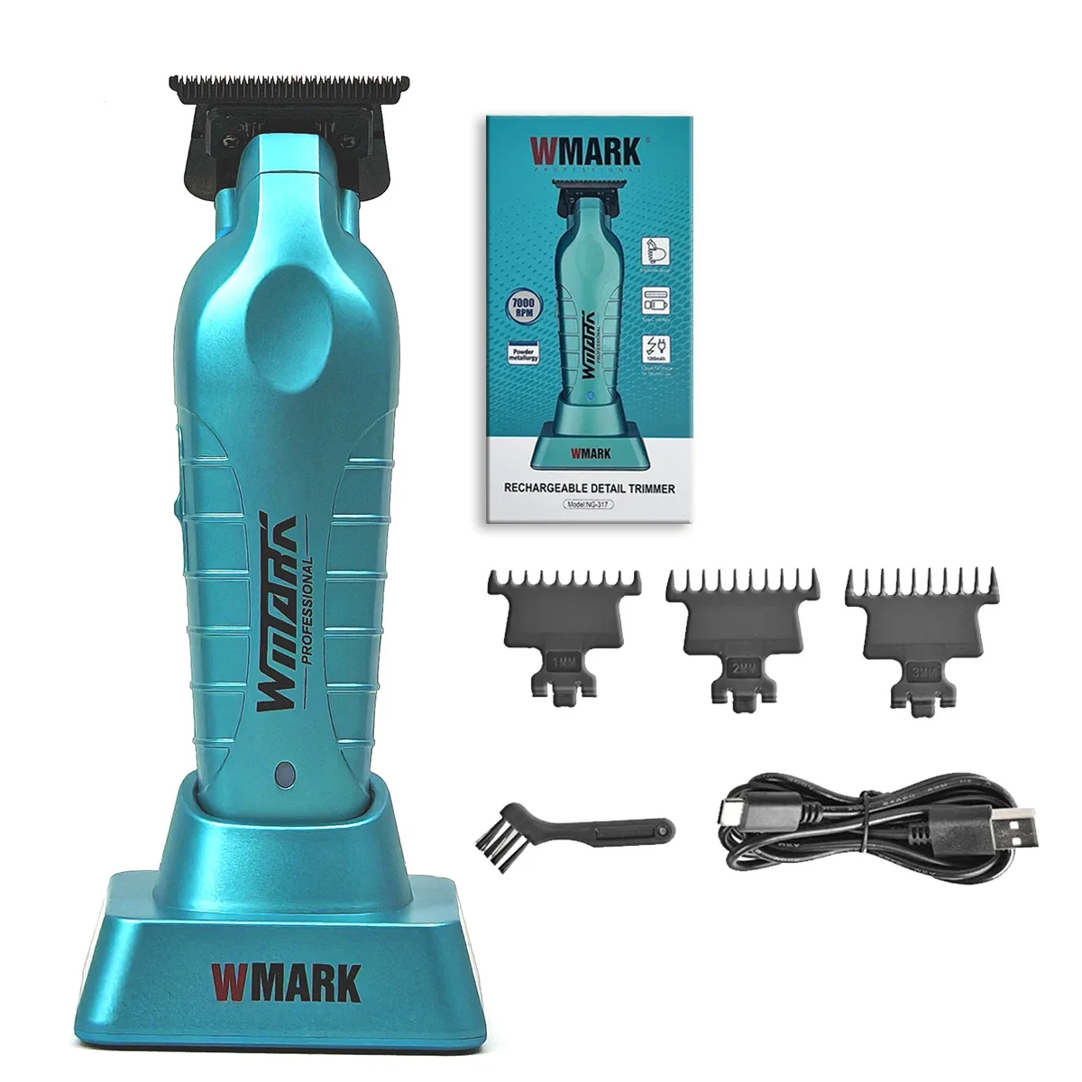 WMARK NG-317 Electric Hair Trimmer Oil Head Sculpt Contour Hair Finish Hair Salon Barber Machine with Charge Base: black