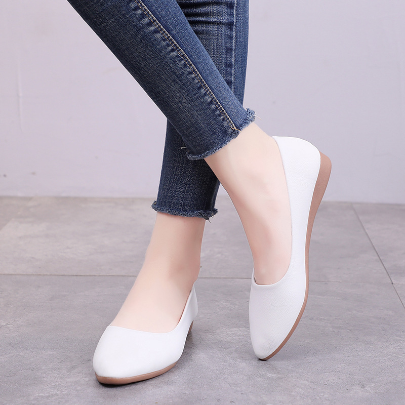 Dame loafers sko komfortabelt læder slip-on bløde pu sko ballet afslappet flade sko 553
