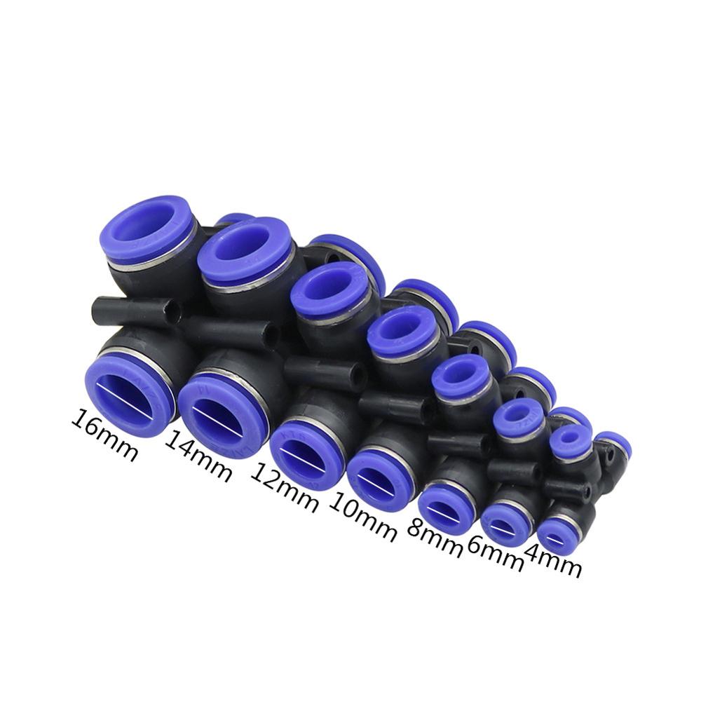 Conectores de agua para riego de jardín tipo T, 5 uds., 4mm, 6mm, 8mm, 10mm, 12mm, 14mm, 16mm, conectar rápidamente la boquilla atomizadora