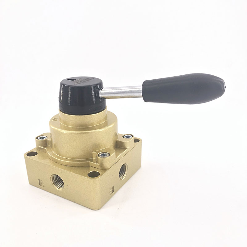 Pneumatic three-position four-way hand rotary valve Manual switch hand valve valve reversing man control valve HV-02/03/04