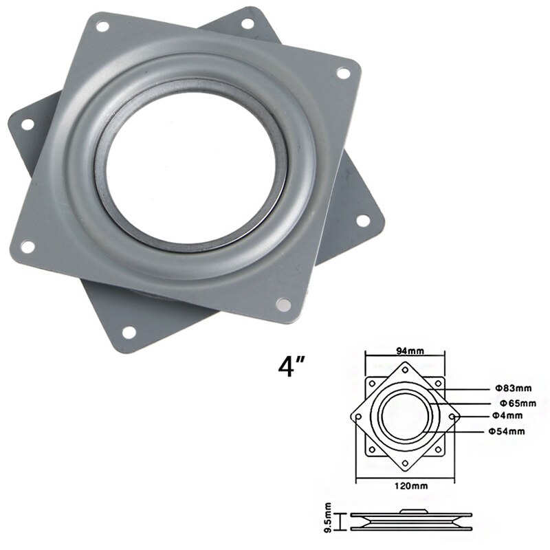 Square Bearing Swivel Plate Lazy Susan Turntable 3"/4"/6" TV Rack Desk Tool
