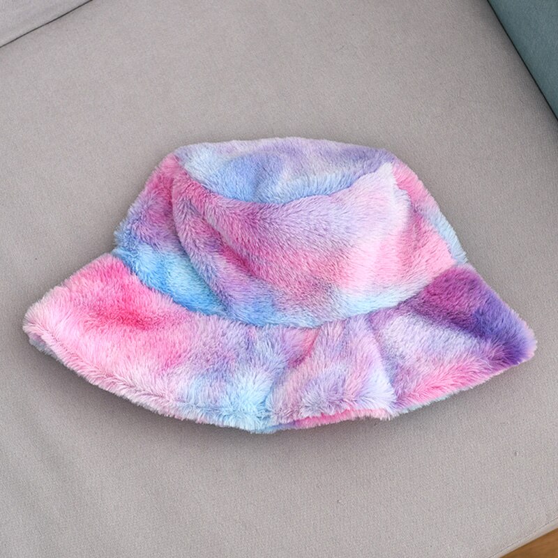 Fuskepels vinter bøtte lue for kvinner jente solid fortykket myk varm fiskelue utendørs dame plysj fluffy panama caps