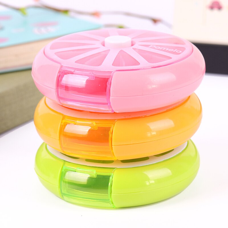 Roterende 7 Dagen Pil Container Citroen Pillendoosje Splitter Pil Organisator Geneeskunde Doos Reizen Dispenser Bunker Gezondheidszorg Gereedschap