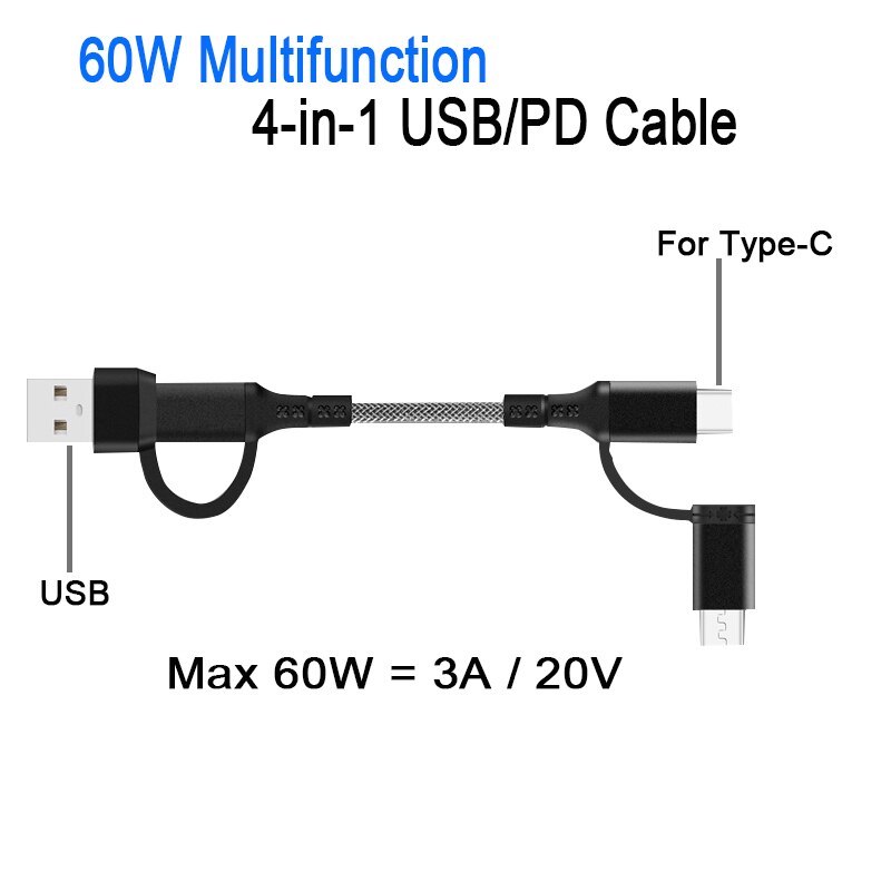 4 In 1 Pd Usb Kabel C Opladen Kabel Usb Charge Kabel Voor Huawei Xiaomi Samsung Voor Iphone Kabel Data kabel Snel Opladen