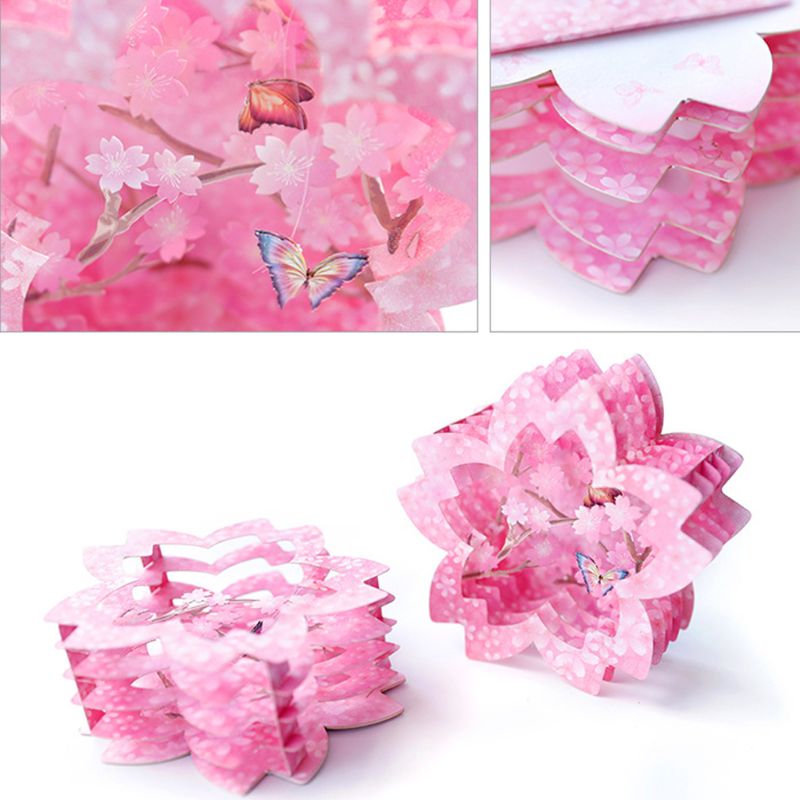 3D Pop Up Romantic Cherry Blossom Carving Box Wedding Invitation Card Birthday Christmas Mother's Day Gif