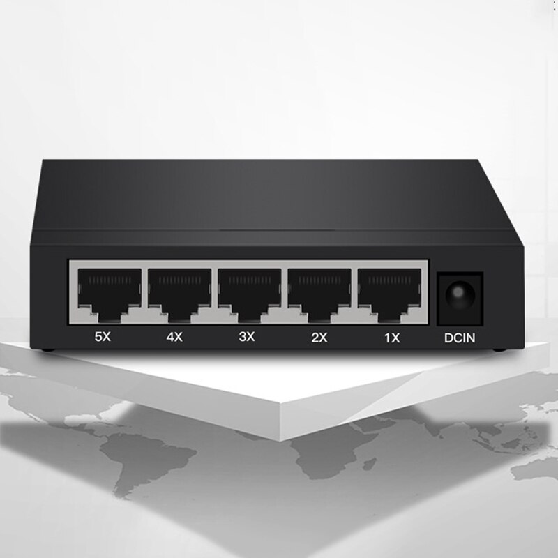 5-Port Gigabit Switch Iron Shell 1000M Network Monitoring Engineering Ethernet Switch Enterprise-Level Switch EU Plug