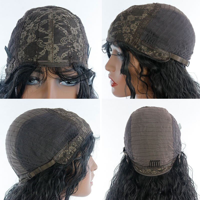 Bombshell Black Long Loose Curly Synthetic Hair Wig Glueless Heat Resistant Fiber With Baby Hair Middle Parting For Women Wigs