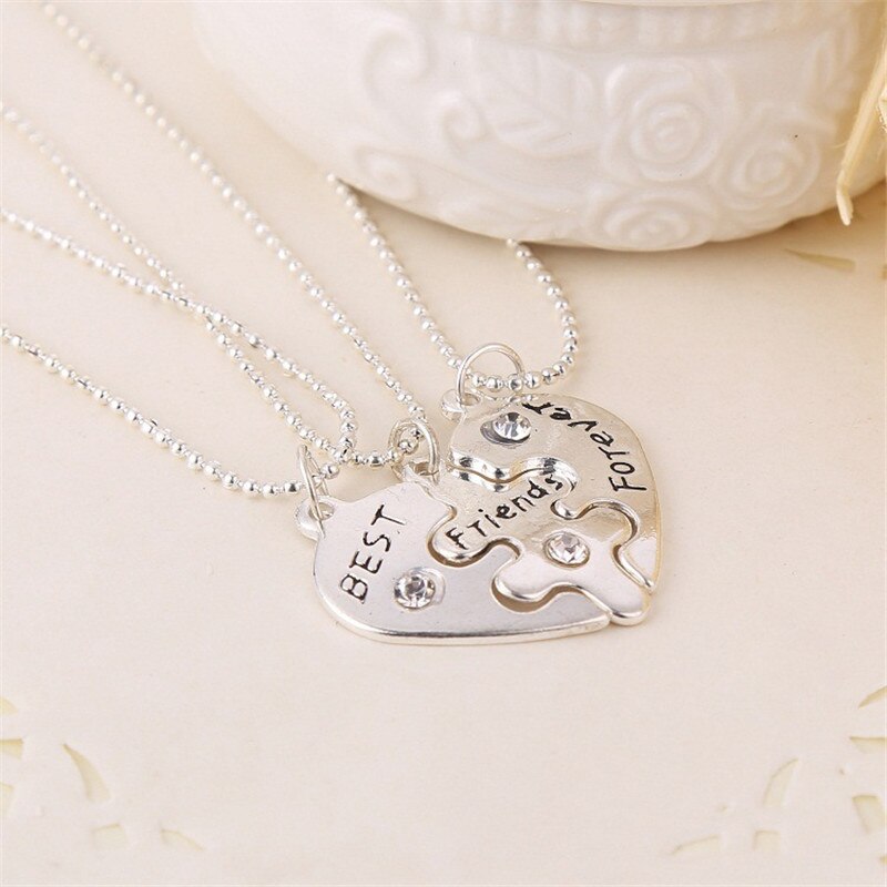 de Navidad, Collar con estilo BFF, 3 uds., collares de mejores amigos para siempre, Collar de amistad, abalorio colgante de corazón,