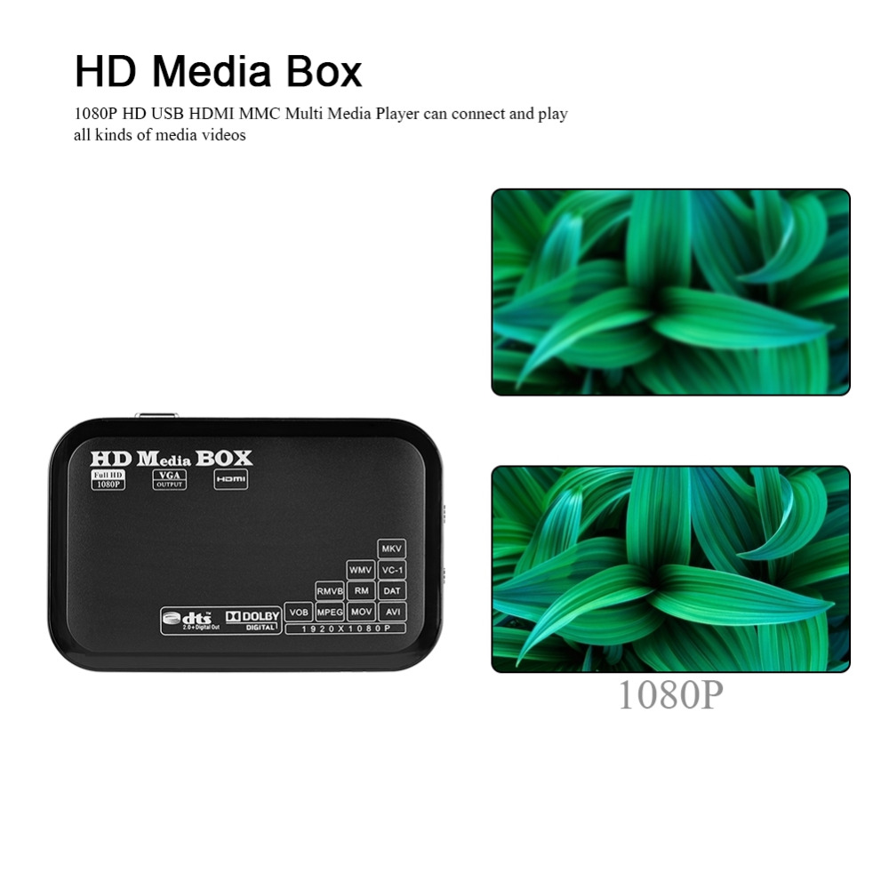 Full HD Mini Box Media Player 110-240V 1080P Media Player Box Support USB MMC RMVB MP3 AVI MKV reproductor multimedia