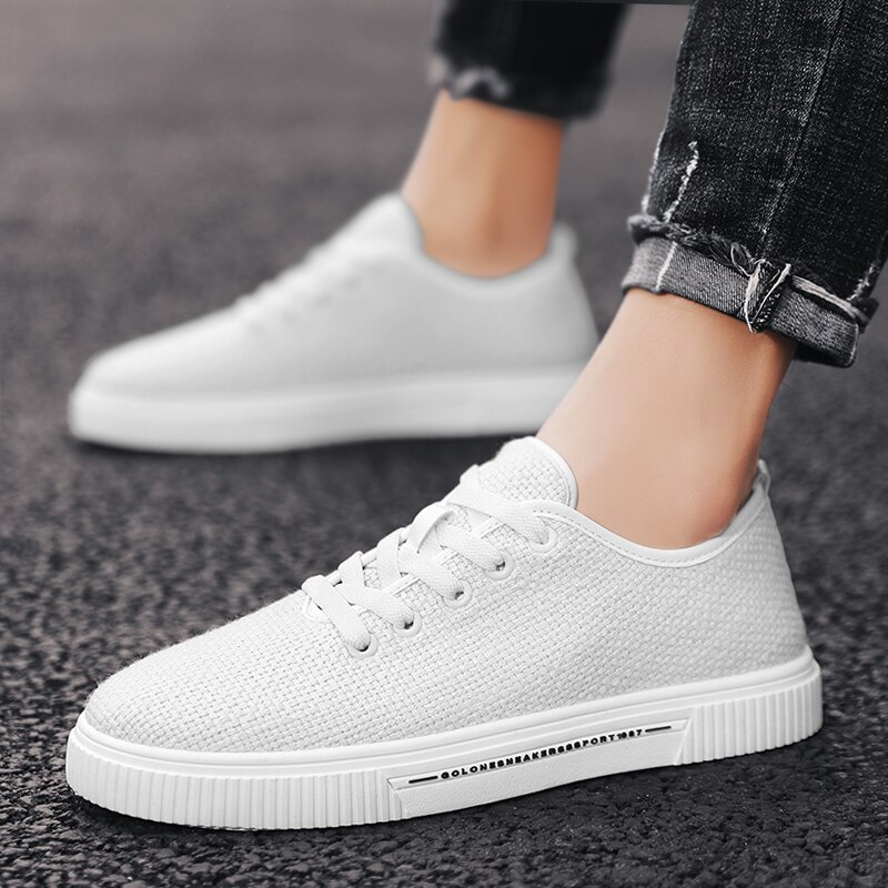 Baskets de printemps pupuda pour hommes, chaussures en toile de lin, chaussures décontractées tendance pour hommes, espadrilles confortables, chaussures de course classiques