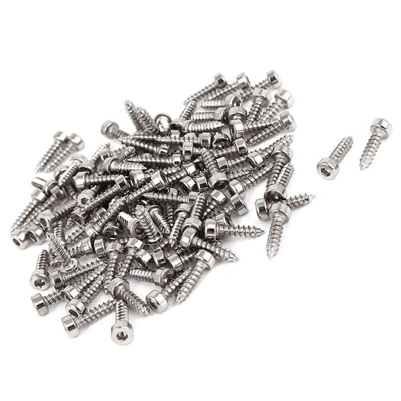 100 Pcs Hexagon Socket Cap Head Self Tapping Screws Fasteners M2X8mm & 4 Pcs Cable Clip for Ropes 0.3cm m Wire