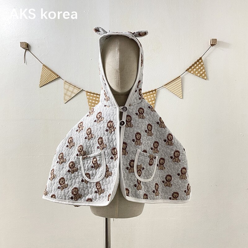 Herfst Pasgeboren Kleding Baby Meisje Capuchon Cute Bear Print Baby Jongens Mantel Jas Katoen Kinderen Windjack Baby Hoodie