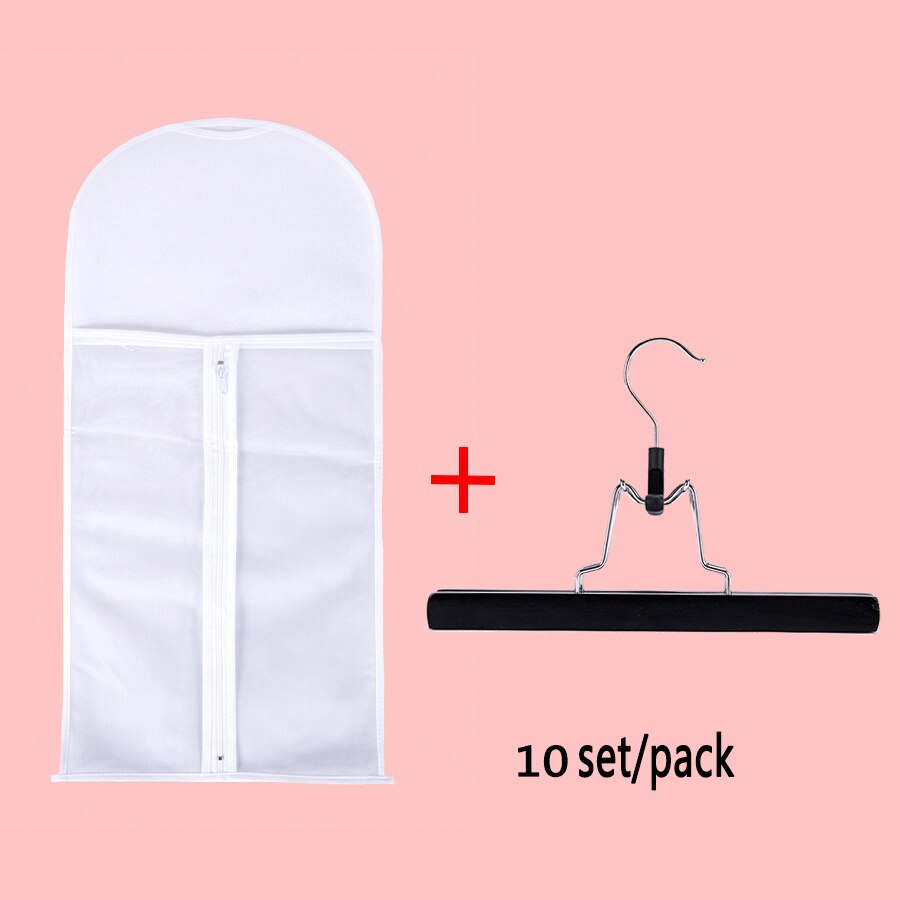 Support de rangement de perruque en bois d'usine alileader avec sac de perruque pour extension de cheveux perruque anti-poussière sac d'extension de cheveux non tissé 10 ensembles/pièces: 10 tao bai jia hei