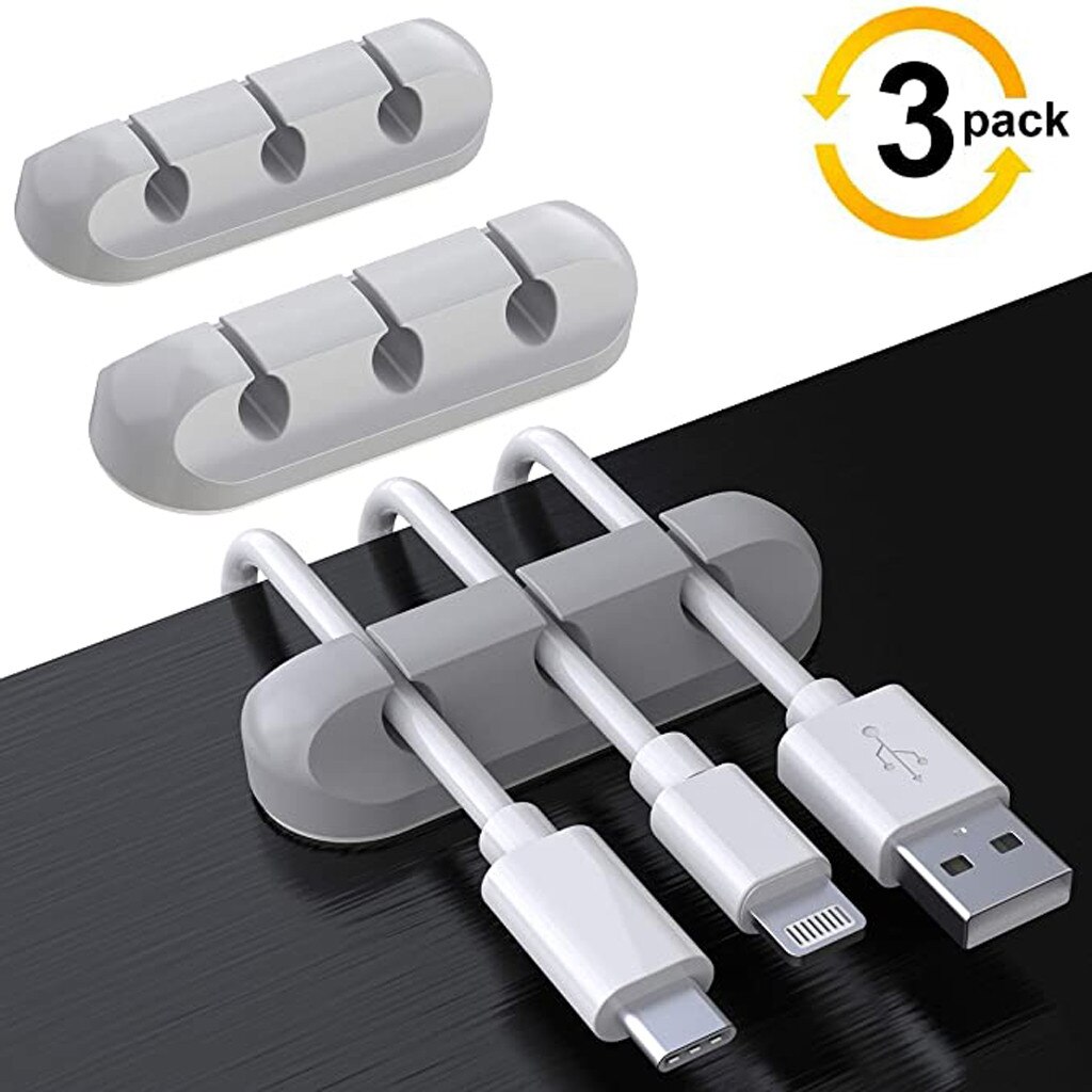 Black Organizer for Cable Protectors Gray Wire Organizer for Chargers 3Hole High-speed Charging Cable Protector Cables Desk: Gray 3Pack