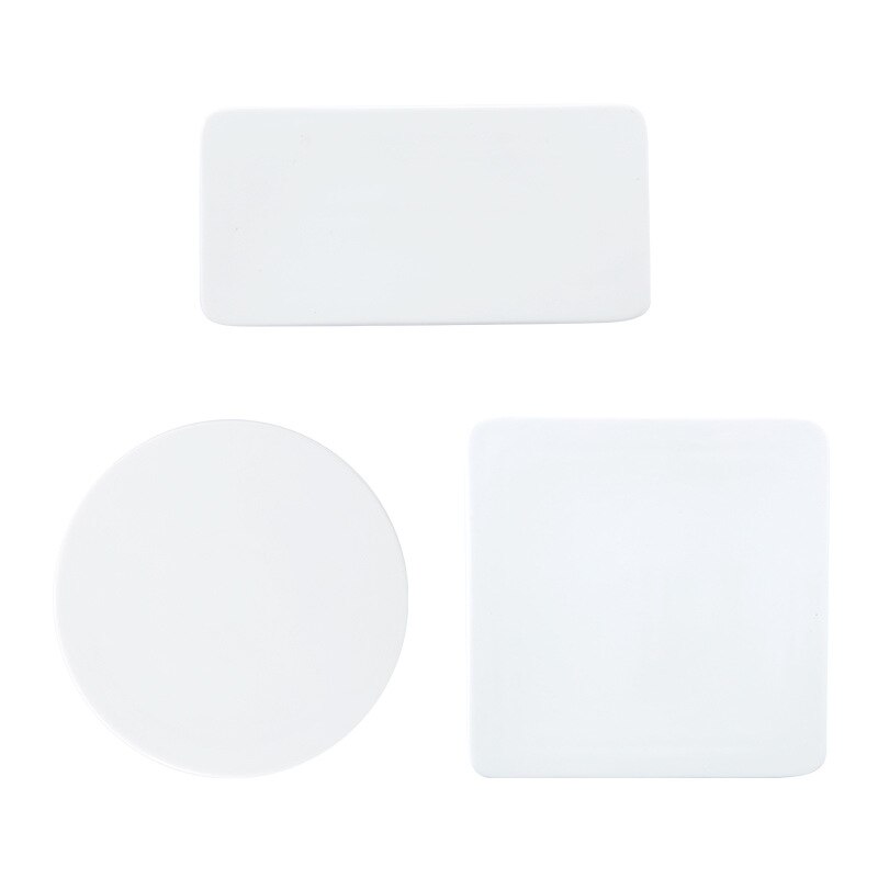 Round Plate Flat Plate Pure White Cake Tray Pizza Plate Dessert Sushi Snack Afternoon Tea Banquet