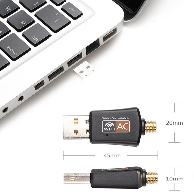 600M Dual-band Wireless Network Card, Computer External Usb Wifi Receiving Transmitter 2.4G/5G Antenna