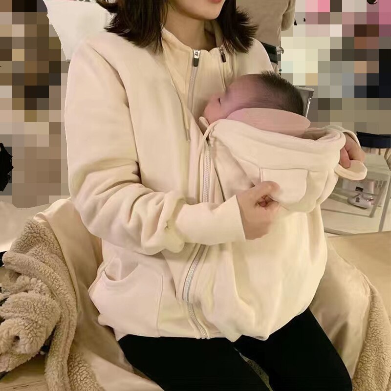 Maternity Sweatshirt Clothes Three-in-One Multifunctional Maternity Hoodie Pregnant Women Long Sleeve Hooded Sweater Jacket Coat