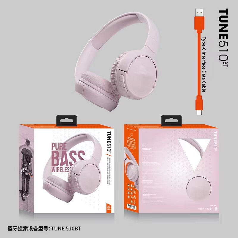 TUNE510BT Headset Bluetooth-hoofdtelefoon Stereo externe muziek Sport Bluetooth-headset: Roze