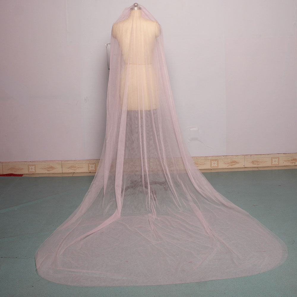 Mingli Tengda Himmel Blau Braut Schleier Lang schneiden Rand Doppel Schicht 3 Meter Lange Hochzeit Schleier Elegante Dame Kathedrale Schleier staubigen Rose