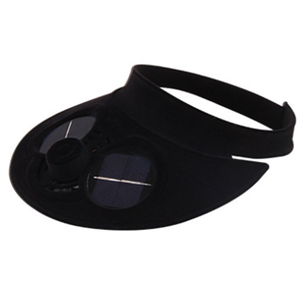 Zonne-energie Zon Baseball Hoeden Met Koelventilator Vrouwen Mannen Zomer Camping Vissen Baseball Cap Met Solar Power Cooling Fan: Black