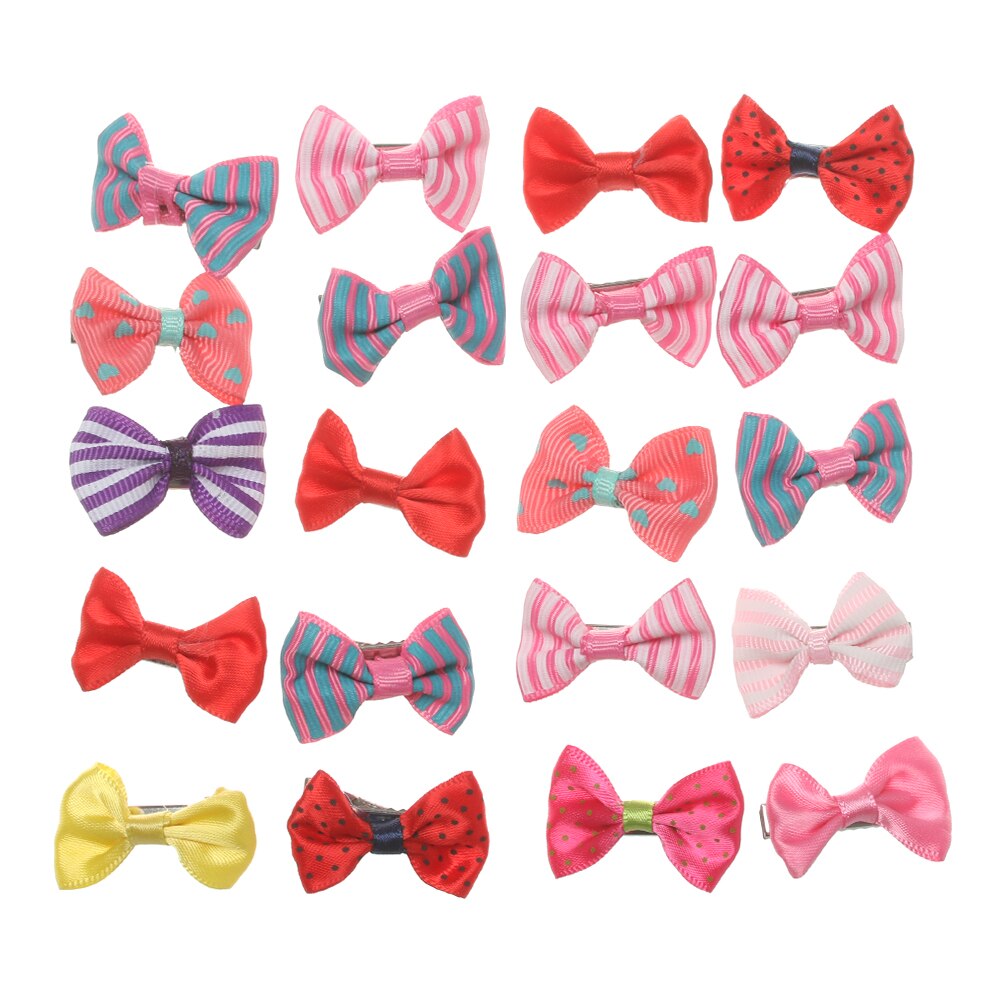 Random 20Pcs/Set Girls Hair Clip Duckbill Hairpins Baby Mixed Color Bow Barrettes Kids Lovely Hair Accessories