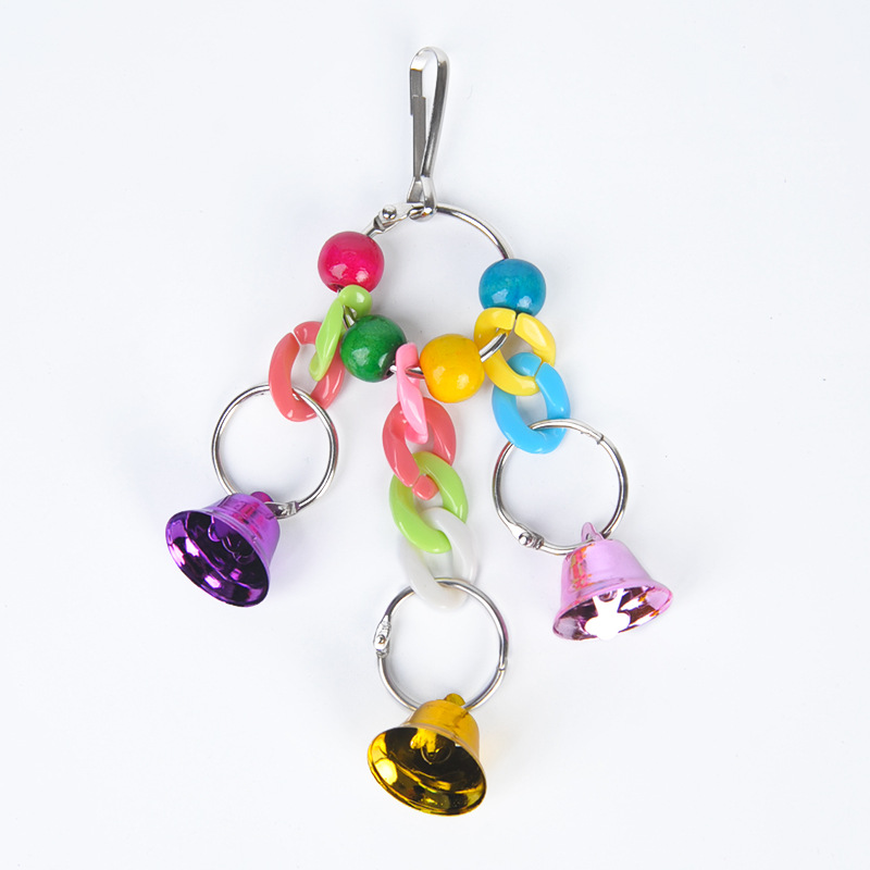 Horn Set Ring Bird Bell Toy Large Bird Toys For Parrots Suspension Macaw Parrot Toys For Birds Chewing Toy Bird Cages For Parrot