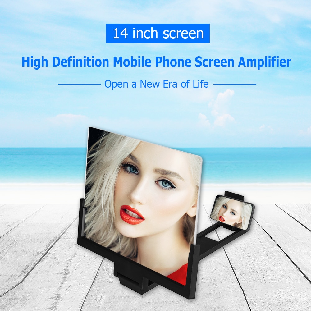 14 inch Mobile Phone Screen Stereoscopic Magnifying Glass Video Screen Amplifier Durable Foldable Phone Bracket Tablet Holder