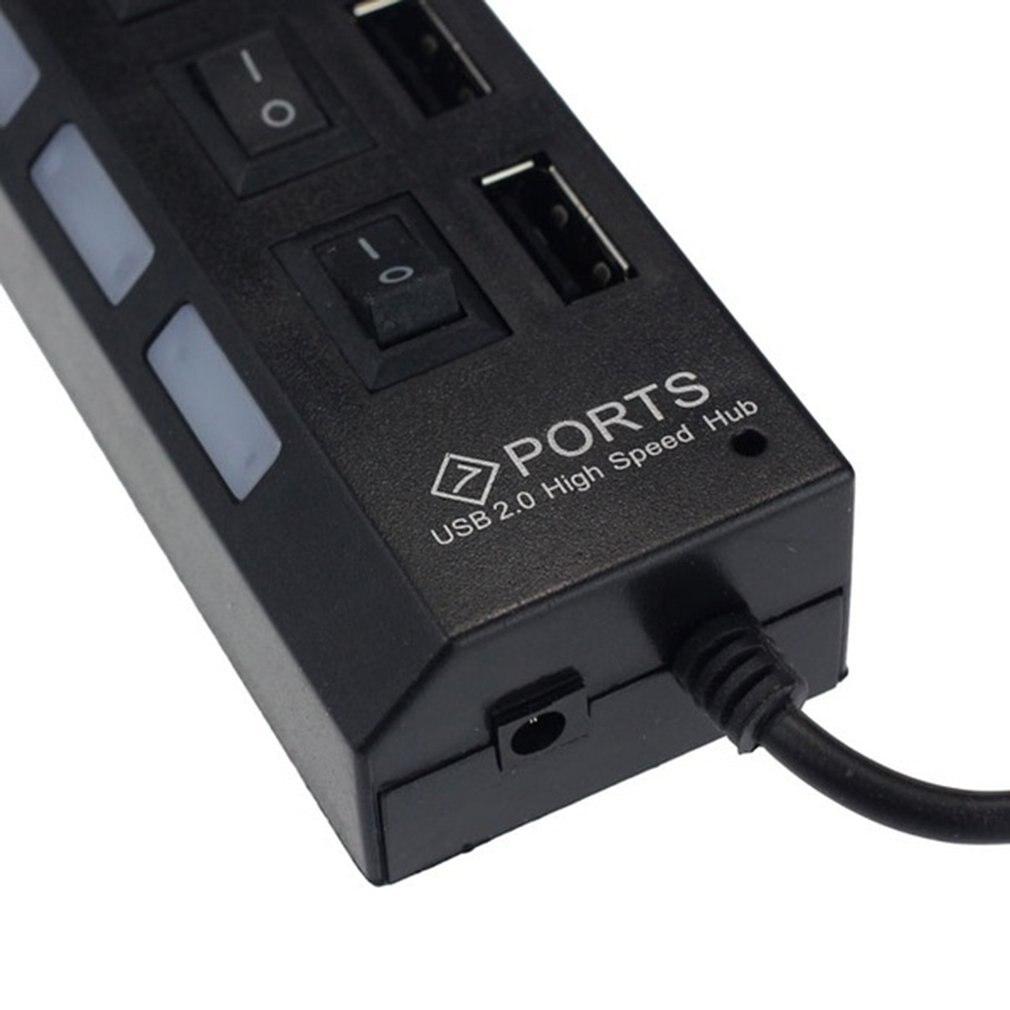 Enchufe con indicador LED 7 puertos USB 3,0 adaptador Hub interruptor de encendido/apagado Plug & Play alta velocidad portátil para ordenador portátil