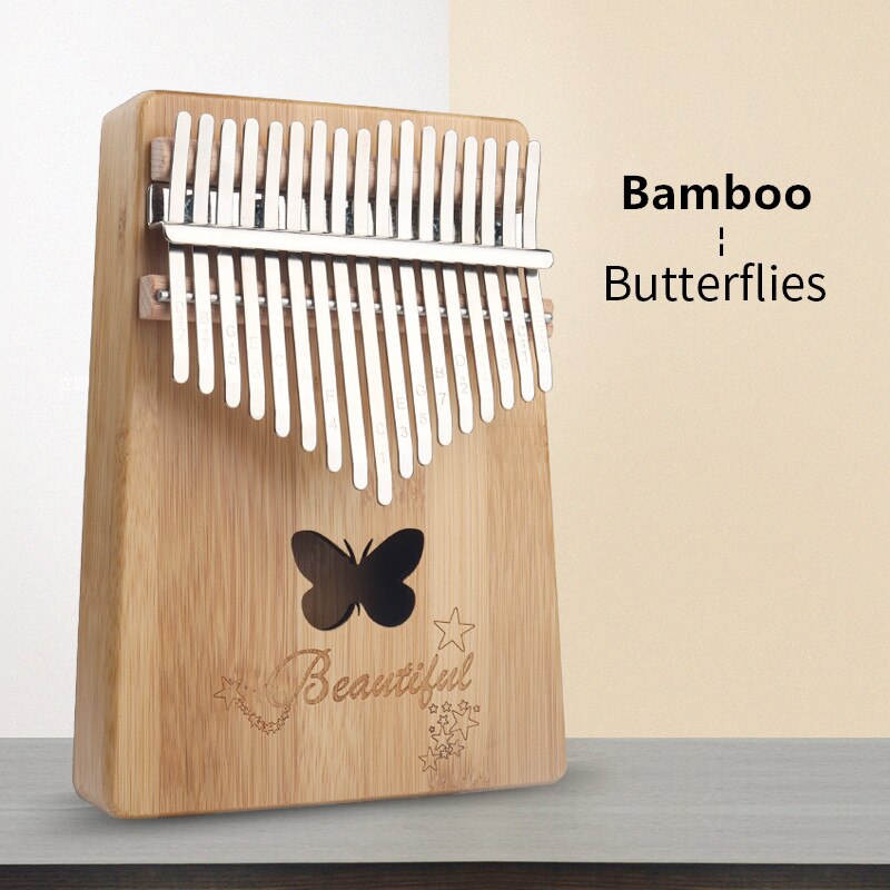 Kalimba 17 Keys Kalimba Bamboo Beginner Thumb Piano With Accessory Instructions Tuning Hammer Musical Instrument: Butterfly