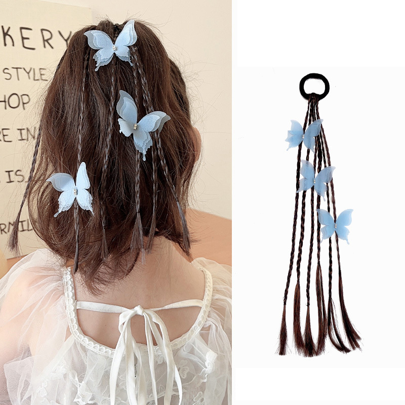1 unidad de pelucas con Orejas de conejo y lazo para niñas, coleteros, bandas de goma, bandas para el cabello, tocados encantadores, accesorios para el cabello para niños, adorno para el cabello: Negro